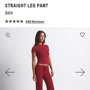 SKIMS Cotton Jersey Straight Leg Pants in Red